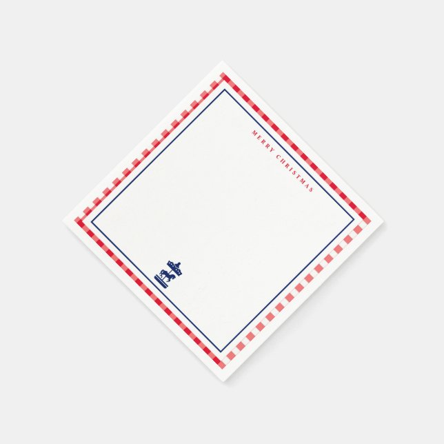 Servilleta De Papel tarjeta de nota de Navidad Gingham chic (Borde)