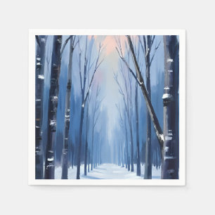 Servilleta De Papel Tarjeta de pintura de acuarela de bosque de pinos