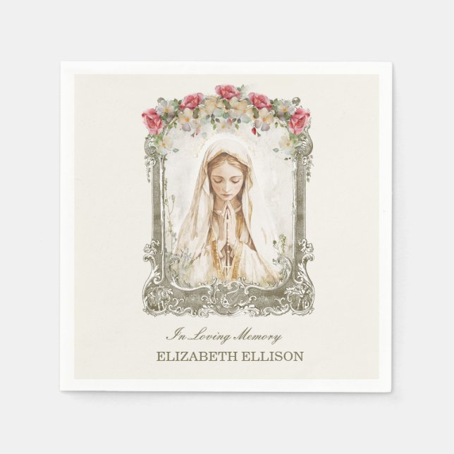 Servilleta De Papel Tarjeta de plegaria Mary Memorial Católico (Anverso)