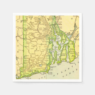 Servilleta De Papel Tarjeta postal del mapa de Rhode Island