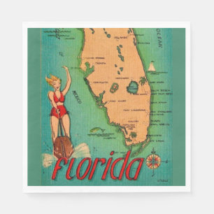 Servilleta De Papel Tarjeta postal retro de Florida