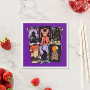 Servilleta De Papel Tarjetas Cat Tarot—Emperatriz Halloween. Hermit, t