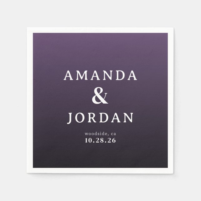 Servilleta De Papel Tarjetas de Invitación de Boda con Gradiente Morad (Anverso)
