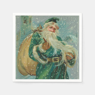 Servilleta De Papel Tarjetas de Navidad de Santa Claus Retro