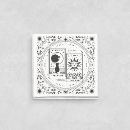 Servilleta De Papel Tarot Cards | Ducha de novia | BODA | Amantes B+W