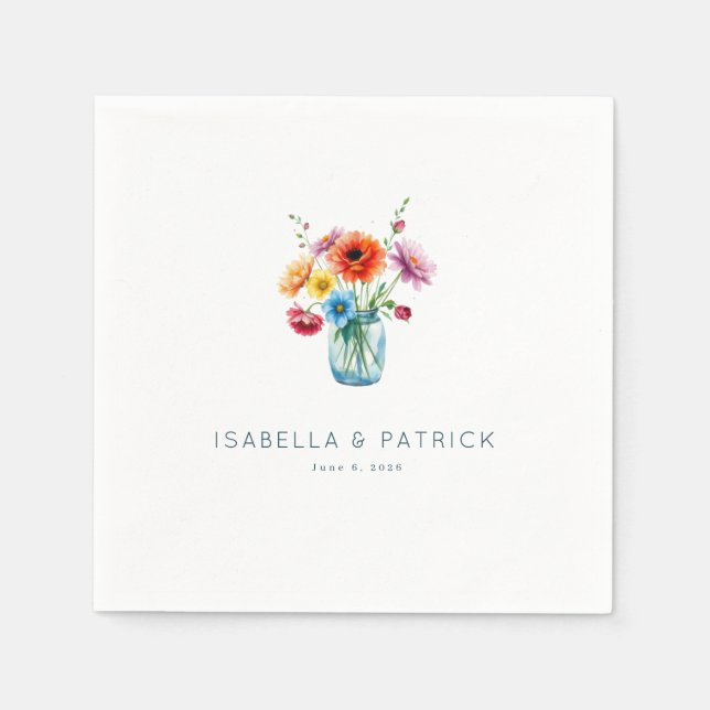 Servilleta De Papel Tarrito floral de acuarela alegre (Anverso)