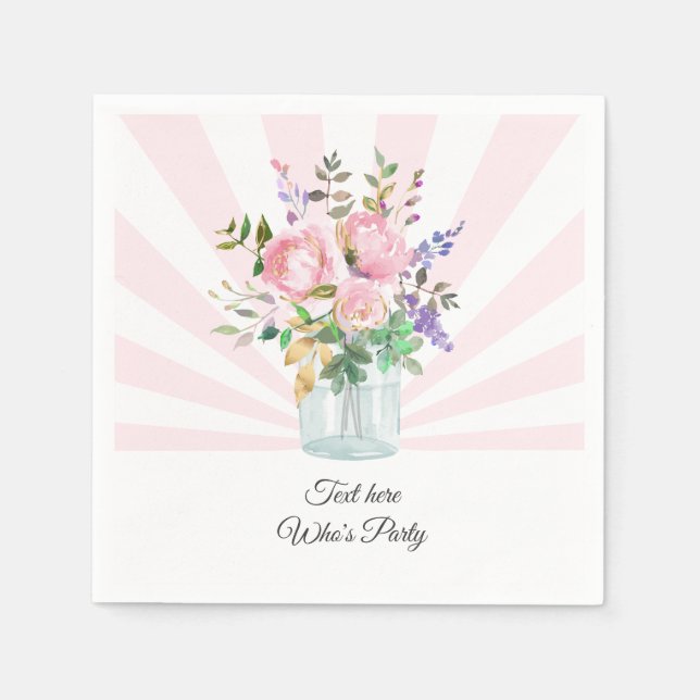 Servilleta De Papel tarro de albañil, cumpleaños adulto, boda, floral (Anverso)