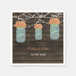 Servilleta De Papel tarro de albañilería floral de coral boda personal