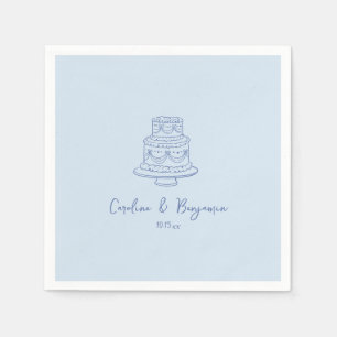 Servilleta De Papel Tarta de boda azul fresco con dibujo a mano person