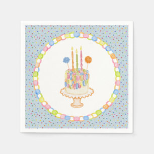 Servilleta De Papel Tarta de cumpleaños Blue Cue the Confetti