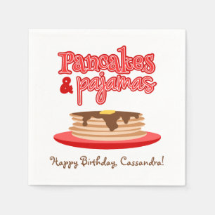 Servilleta De Papel Tarta de Cumpleaños de Panqueques Rojos y Pijamas