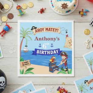 Servilleta De Papel Tarta de cumpleaños del pirata cofre del tesoro