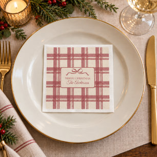 Servilleta De Papel Tarta de Navidad con lazo de cuadros escoceses vin