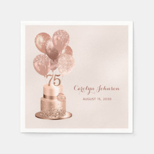 Servilleta De Papel Tarta de oro rosa Cumpleaños 75