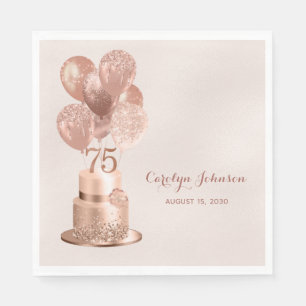 Servilleta De Papel Tarta de oro rosa Cumpleaños 75