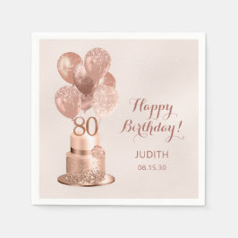 Servilleta De Papel Tarta de oro rosa para el 80 cumpleaños