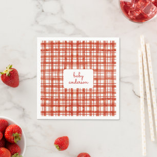 Servilleta De Papel Tarta de picnic rojo de patrón de cuadros escocese