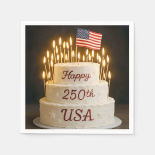 Servilleta De Papel Tarta del 250 cumpleaños con bandera americana