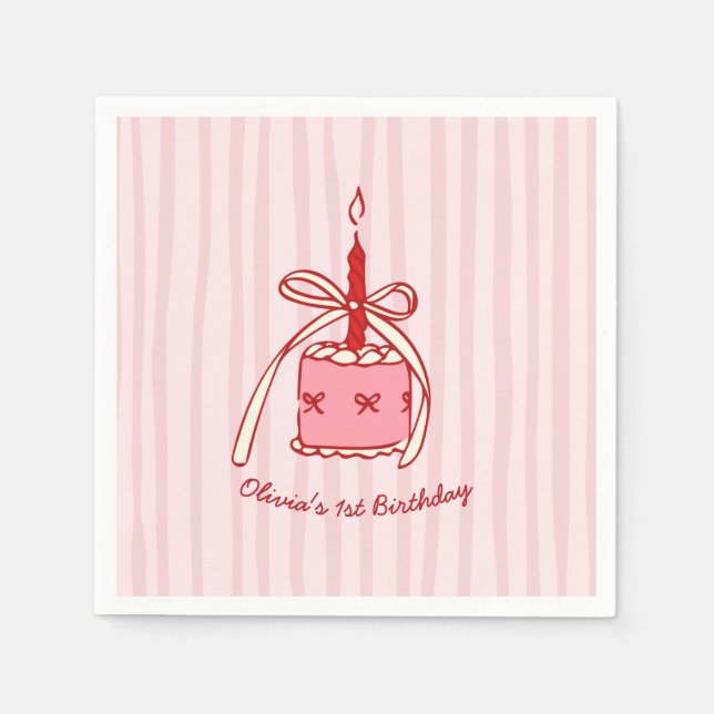 Servilleta De Papel Tarta dibujada a mano Fiesta de cumpleaños (Anverso)