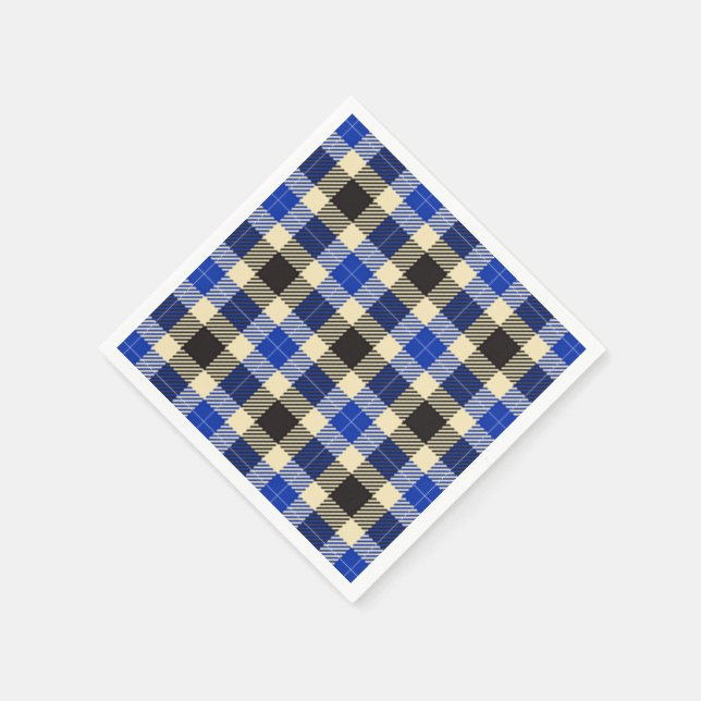 Servilleta De Papel Tartán azul marino y negro Tartán tostado Napkins (Borde)