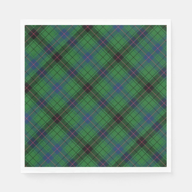 Servilleta De Papel Tartan Clan Davidson Green Checkered Pattern (Anverso)