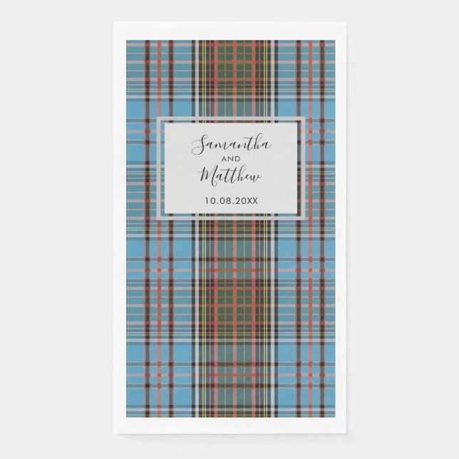 Servilleta De Papel Tartan de boda de guión rústico a cuadros (Anverso)