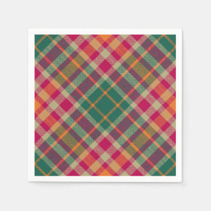Servilleta De Papel Tartan Escocés Verde Rojo Amarillo Cuadros