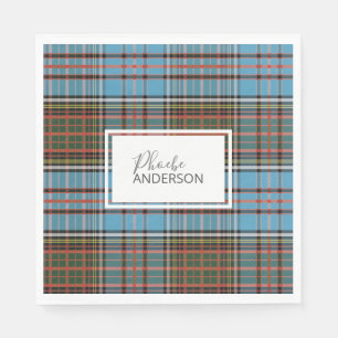 Servilleta De Papel Tartan Plaid Check Custom Name Elegant Anderson