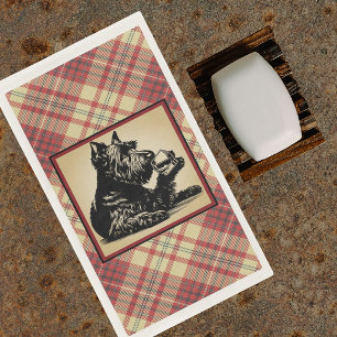 Servilleta De Papel Tartan Plaid de Terrier Escocés Tonos Terrosos
