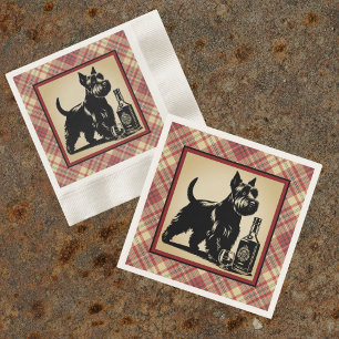 Servilleta De Papel Tartan Plaid de Terrier Escocés Tonos Terrosos
