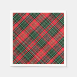 Servilleta De Papel Tartan Plaid Diagonal Escocés Rojo y Verde