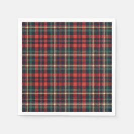 Servilleta De Papel Tartan Plaid Escocés Rojo y Verde Tradicional
