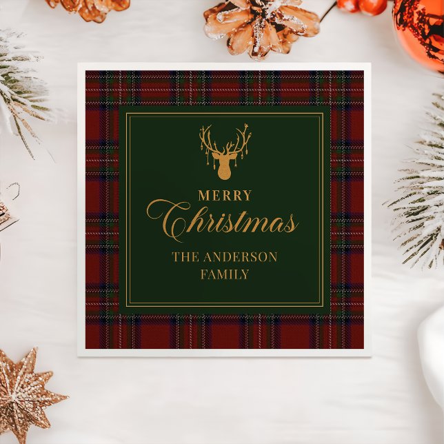 Servilleta De Papel Tartan Plaid Merry Christmas Family Napkins (Subido por el creador)