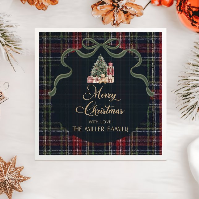 Servilleta De Papel Tartan Plaid Preppy Christmas Party Napkins (Subido por el creador)