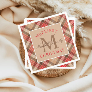 Servilleta De Papel Tartan Plaid Rojo Caqui Rústico Navidades Más Aleg