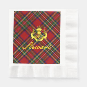 Servilleta De Papel Tartan Stewart y Cardo Coronado de Oro