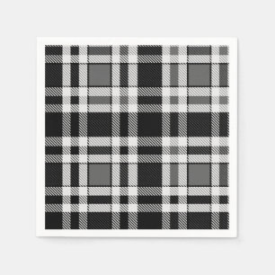 Servilleta De Papel Tartán Tartán Tartán de plástico blanco gris negro