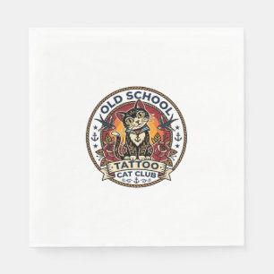 Servilleta De Papel Tatuaje de escuela antigua gato gatito lindo diseñ