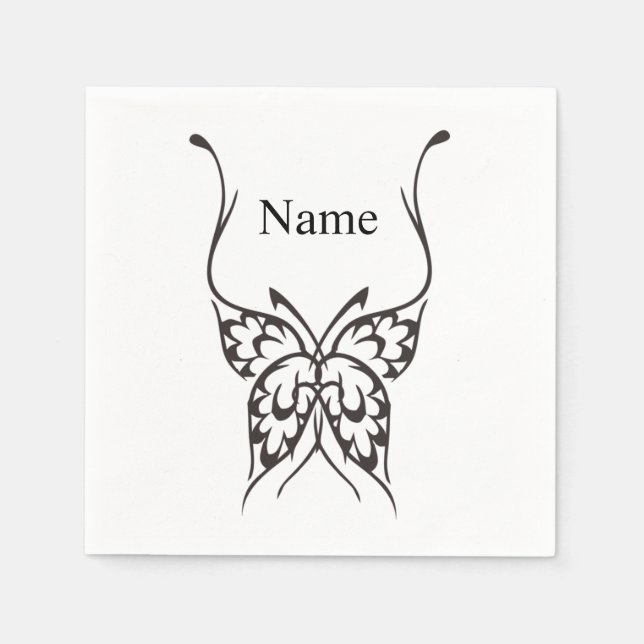 Servilleta De Papel Tatuaje de mariposa estilizada Thunder_Cove (Anverso)