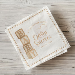Servilleta De Papel Taupe Baby Blocks Baby Shower Napkins