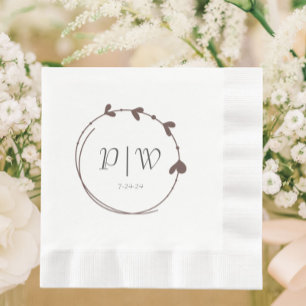 Servilleta De Papel Taupe Boda de monograma de la corona simple