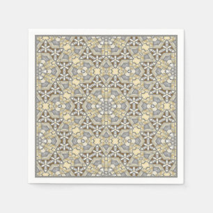 Servilleta De Papel Taupe Brown Gray Beige Mosaic Kaleidoscope Patrón