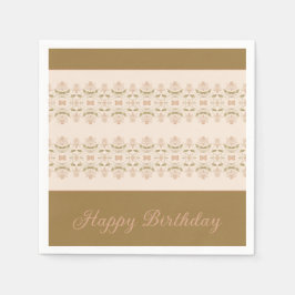 Servilleta De Papel Taupe Con Flora Rosa