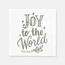 Servilleta De Papel Taupe Green Joy to the World Lettering Christmas