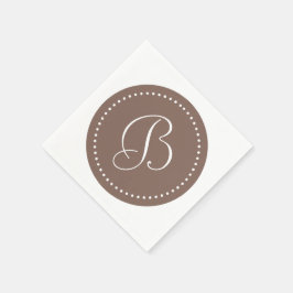 Servilleta De Papel Taupe Marrón/Blanco Punto Monograma