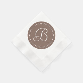 Servilleta De Papel Taupe Marrón y Blanco Punto Monograma