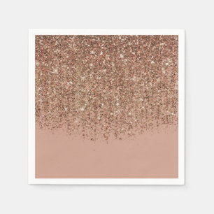 Servilleta De Papel Taupe Rosa y Bronce Dorado Glitter Glam Fiesta