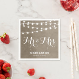 Servilleta De Papel Taupe String Luces Boda Monograma