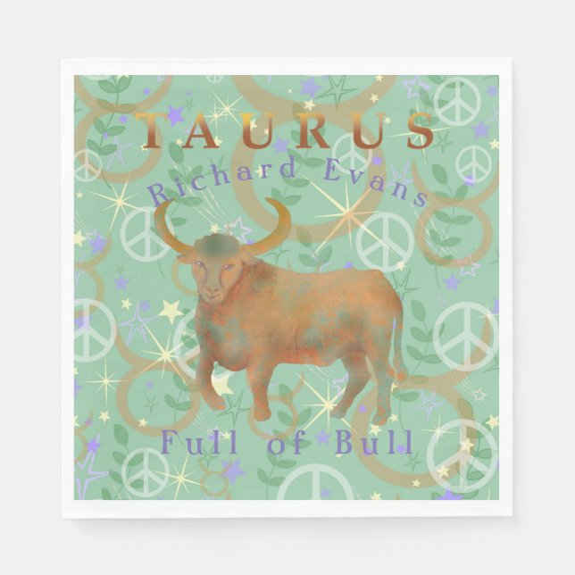Servilleta De Papel Taurus The Bull Funny Zodiac (Anverso)