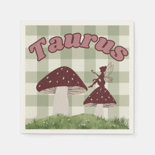 Servilleta De Papel Taurus Zodiac Cottagecore Fairy Mushroom